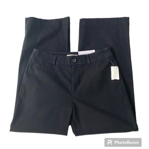 NWT Loft Outlet Ladies 0P High Rise Slim Wide Leg Crop Petite Black Straight Hip